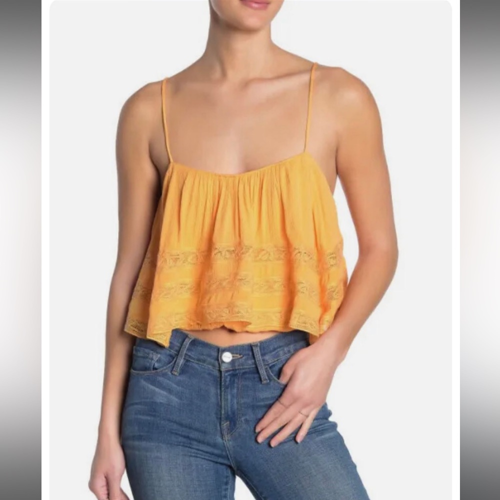 NWT Free People Home Again orange cropped shirt